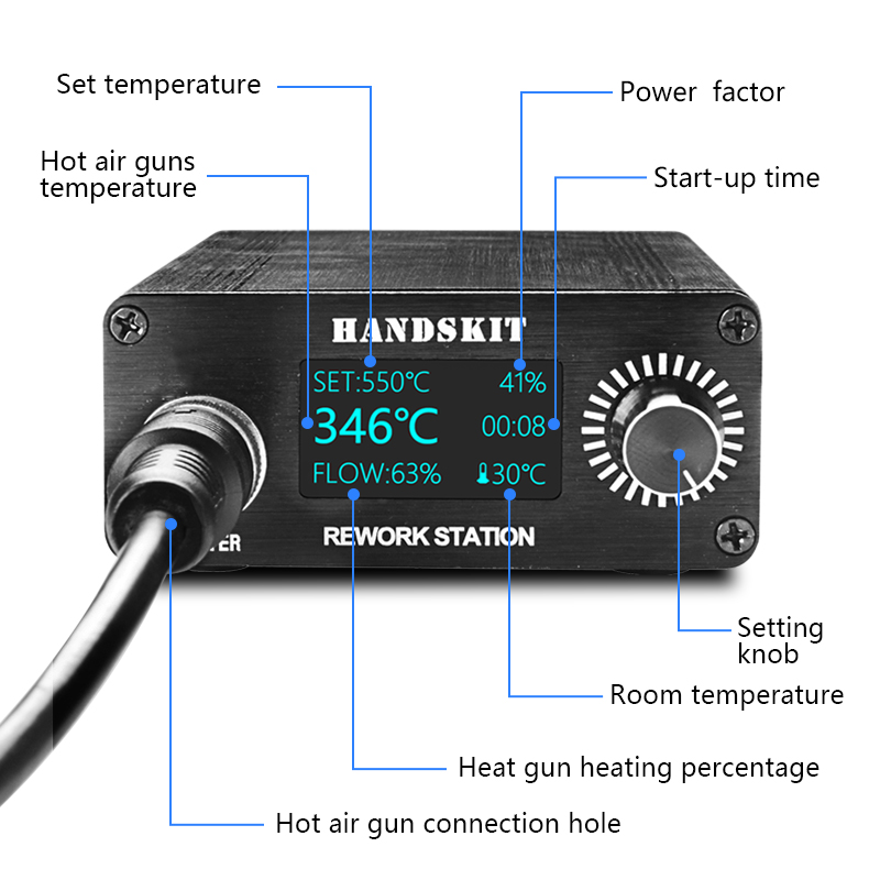 Pistol Panas T12 dengan Layar  - Hot Air Rework Station T12 ulasan dan harga